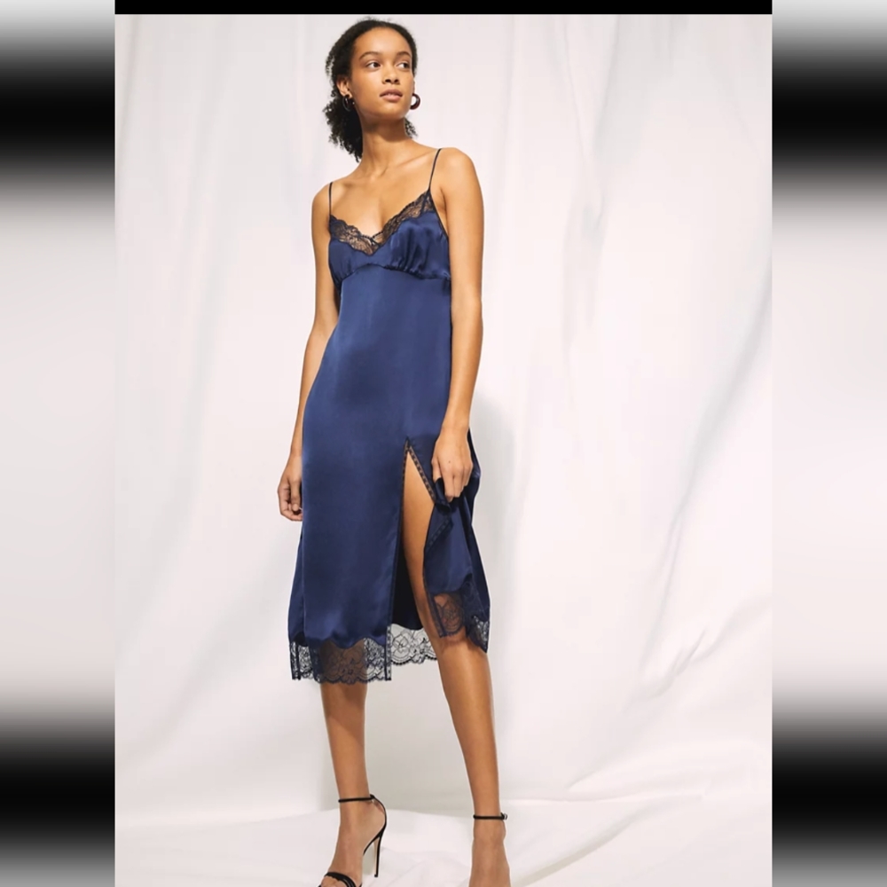 NWT Wilfred "Ophelia" Pure Indigo Lace Slip Dress - Size 4